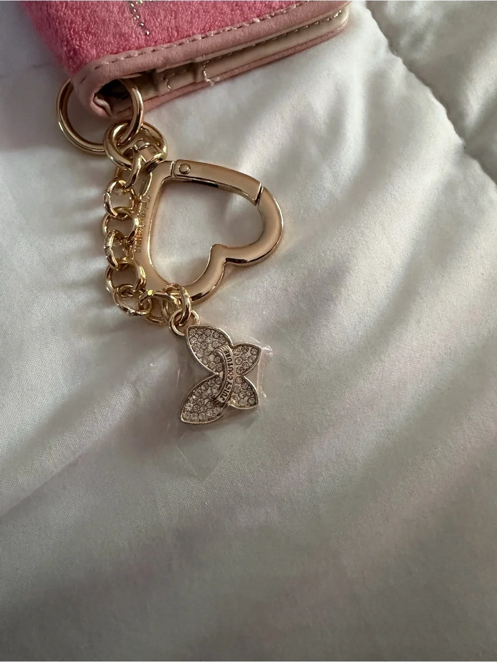 Juicy Couture Pink Cardholder with Gold Heart Charm